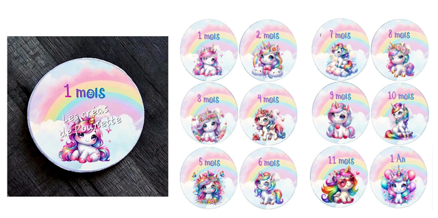 Lot de 12 cartes étape bébé