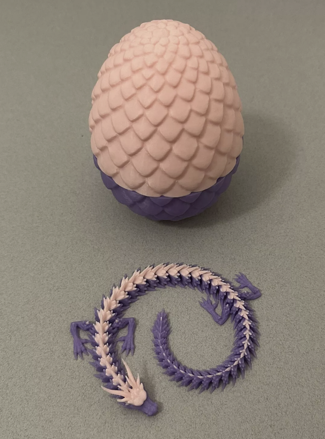 3D Printed Egg And Dragon- Purple/Pink