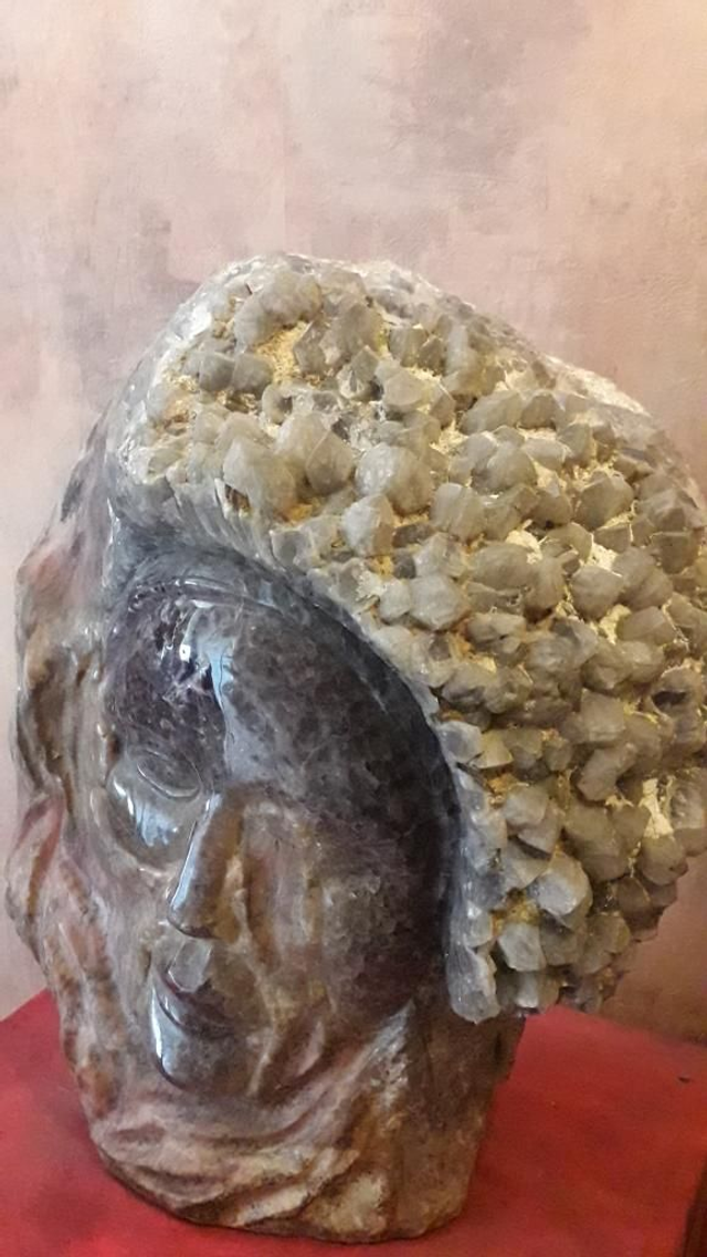 Nomade : Oeuvre  d'art améthyste, quartz fumé, jaspe