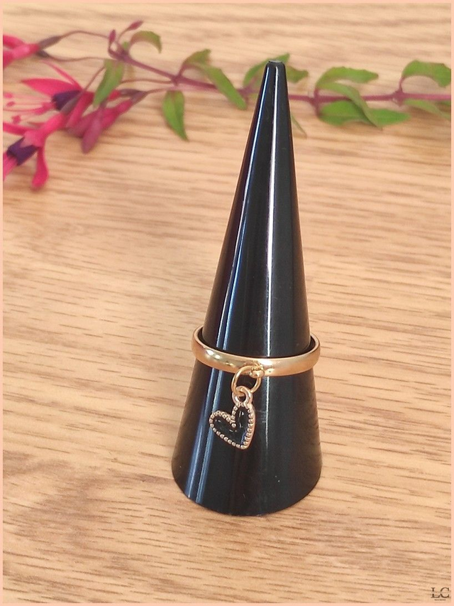 Bague réglable 3mm, acier inoxyable doré, avec breloque