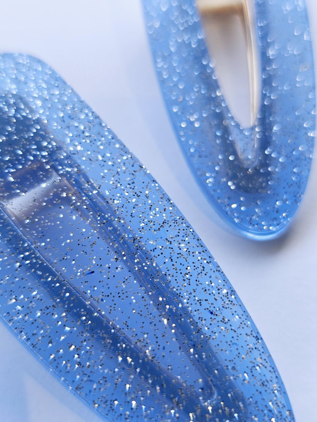 DUO BARRETTES BLEUES ARGENT 