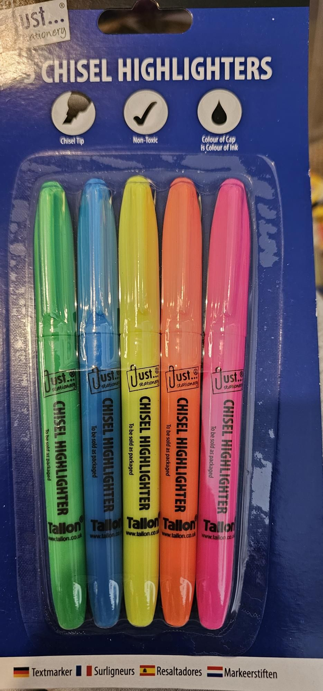 5 chisel highlighters 