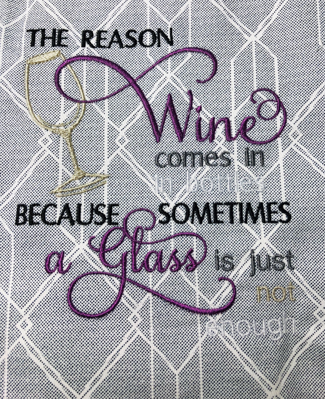 Embroidered Tea Towel - Wine sayings - 6 different designs to choose from