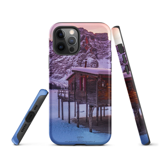  Cover iPhone rigida Lago di Braies winter 