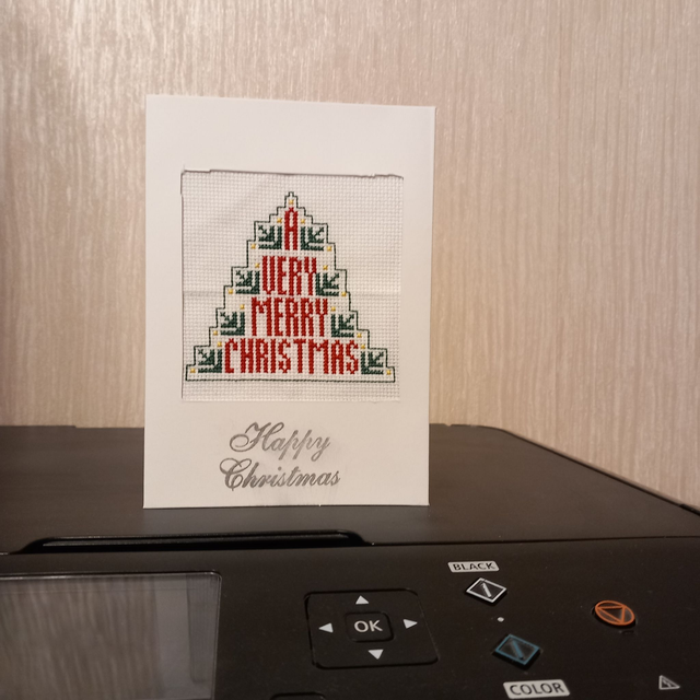 Merry Christmas Tree Cross Stitch Card