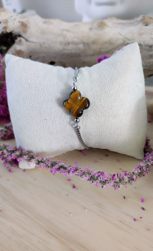 Bracelet Trèfle Oeil de tigre