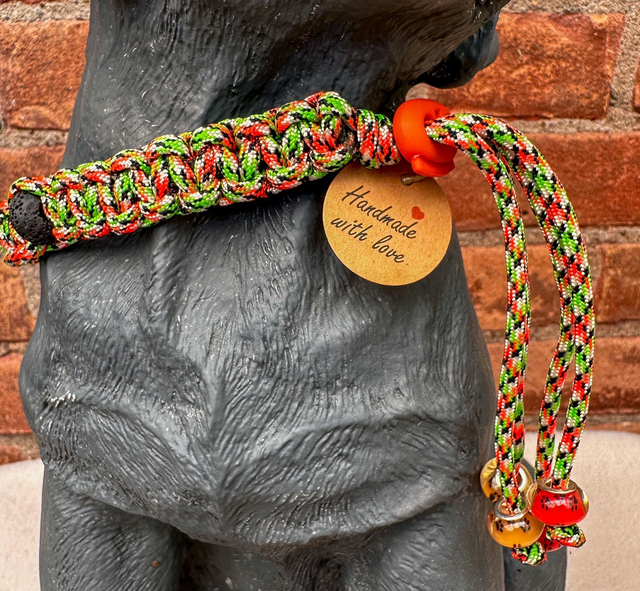 Halsband met lavakralen - 45/50 cm