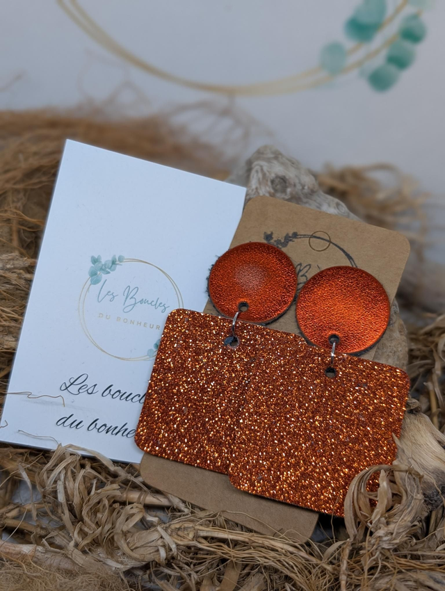 Boucles d&#039;oreilles Perrine ginger paillettes p019