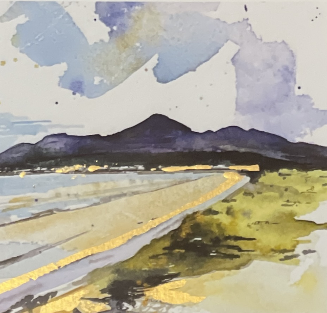 The Mournes Gold leaf print in solid white wood frame