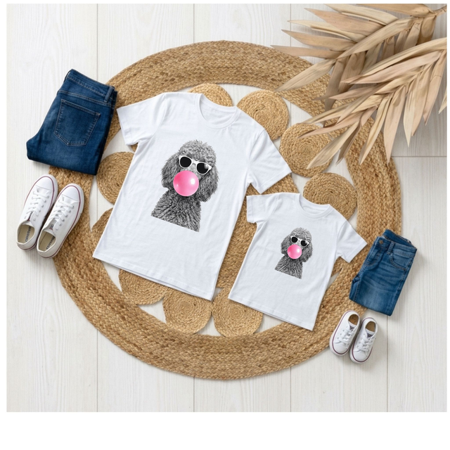 T-shirt Tendance "Chien Cool" – Adulte, Enfant ou Duo Matching Maman/Enfant 