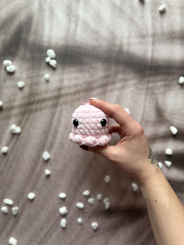Porte-clés poulpe tout doux rose clair 