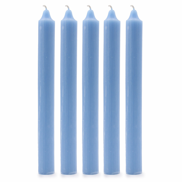 Pack of 5 Sea Blue Solid Colour Dinner Candles