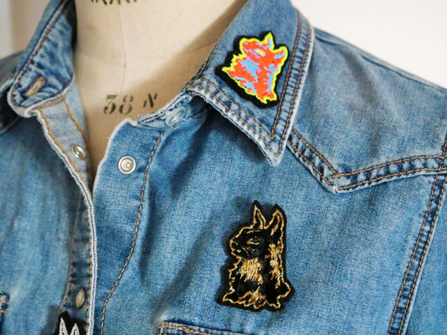 Portrait de Chat (Pins artisanal brodé machine)