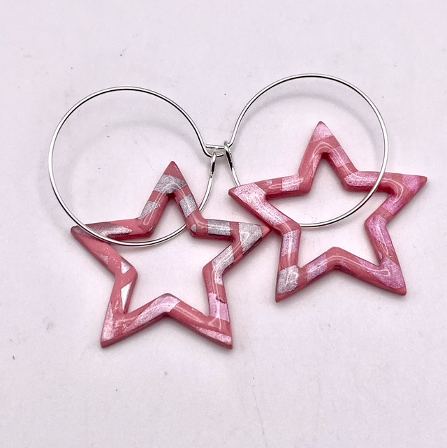 Midi pink star hoops 