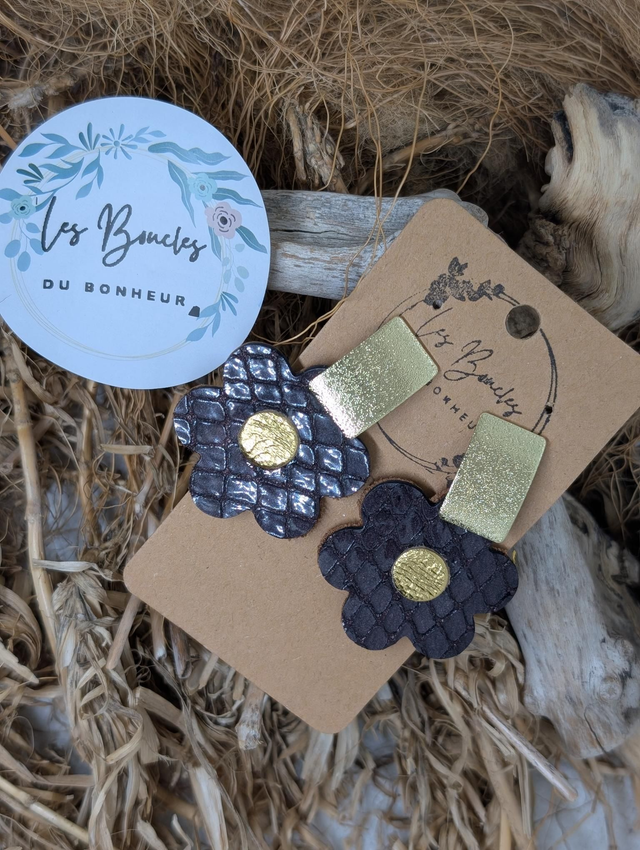 Boucles d&#039;oreilles Baby Coquette noir doré bc017