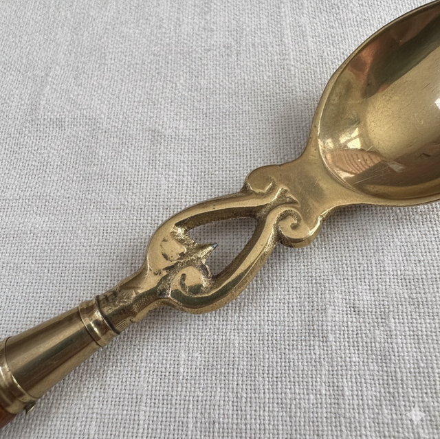 Vintage Brass And Wood Spoon