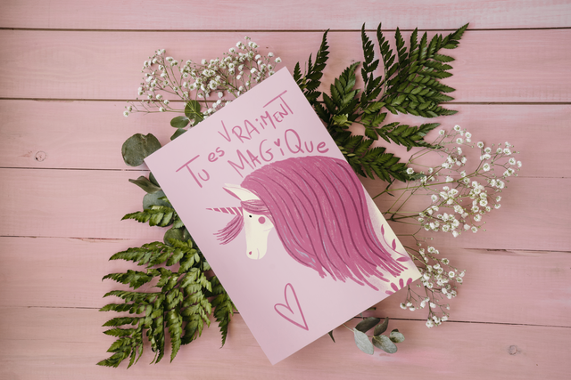 Carte Licorne &quot; Tu es vraiment magique&quot;