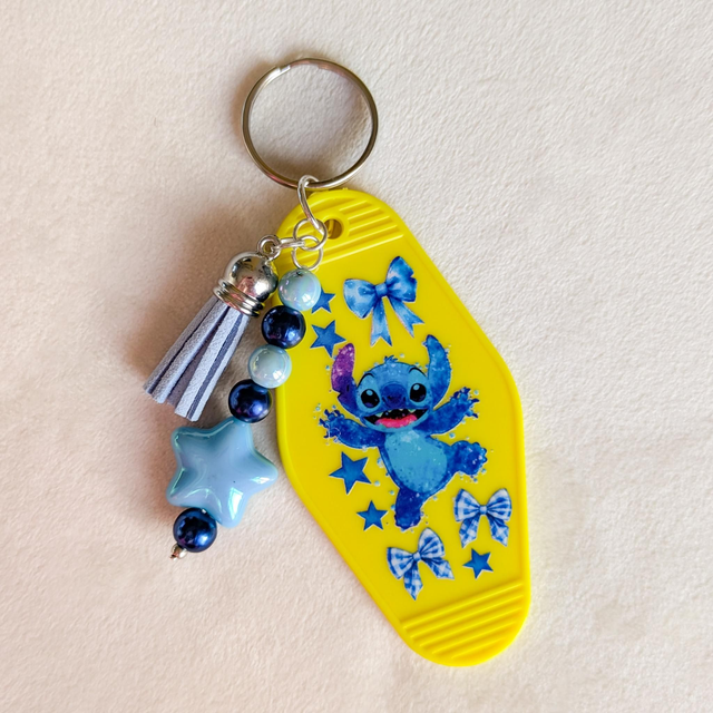 'Stitch Bow' Keyring - Yellow