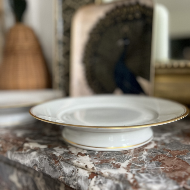 Plat sur piedouche / compotier en porcelaine Pillivuyt 