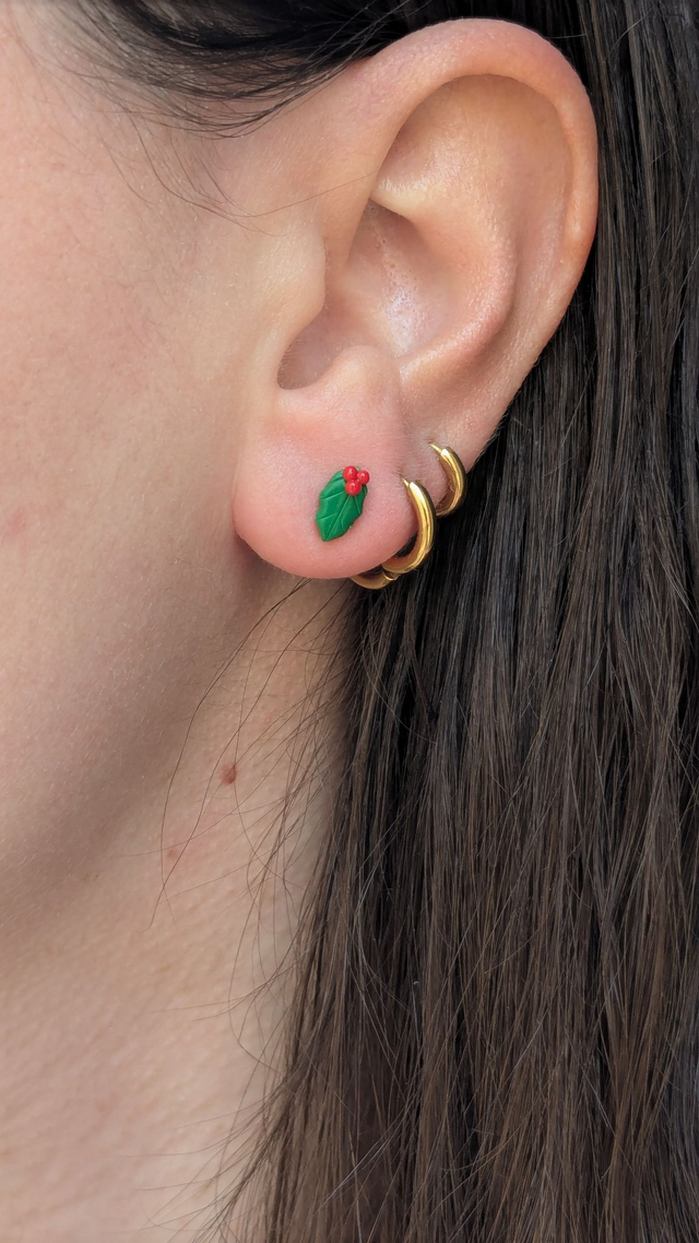 Boucles d'oreilles puces houx