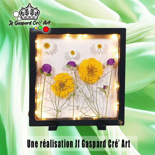 Petit Cadre Lumineux 18 x 18 🌺 "Lueurs de Prairie"