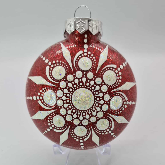 Hand Painted Acrylic Glittery Bauble