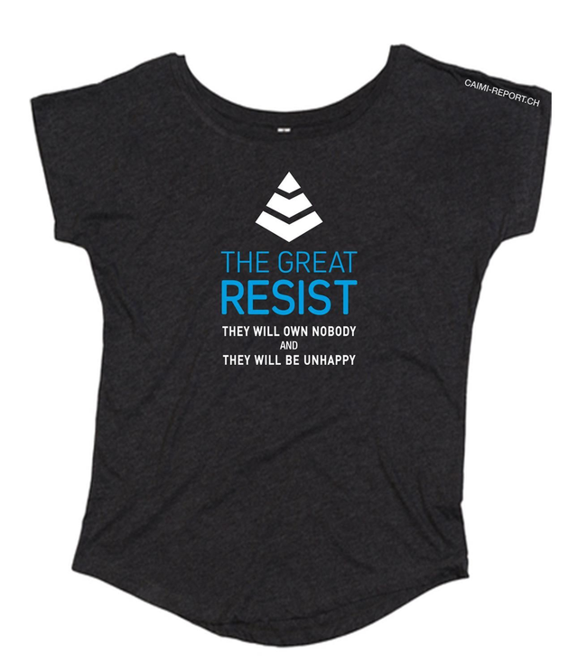 Ladies' shirt, schwarz, «The Great RESIST» - They will own nobody and they will be unhappy