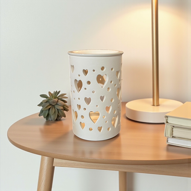 White Ceramic 'Heart' Cut Out Tea Light Burner