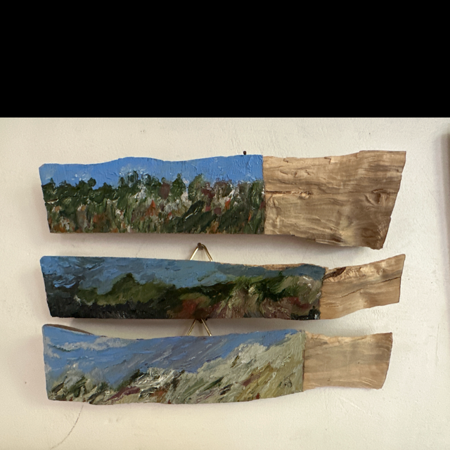 Tryptique sur buis 18x3 cm