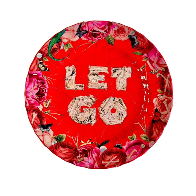 “Let Go&quot; Red Upcycled Wall Plate - House of Frisson