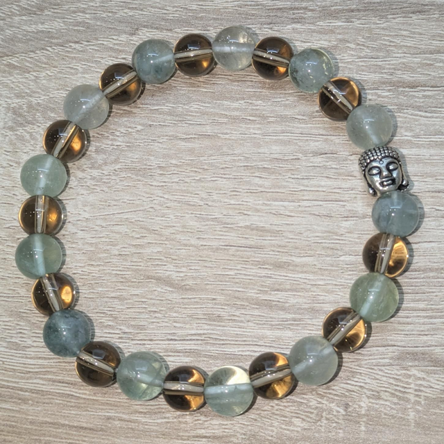 Bracelet "Fluorite & Quartz fumé" 8mm BR-102