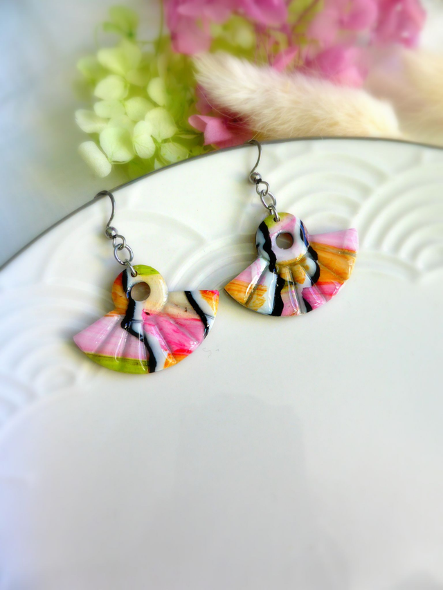 Boucles d&#039;oreilles éventails - Escale Fruitée