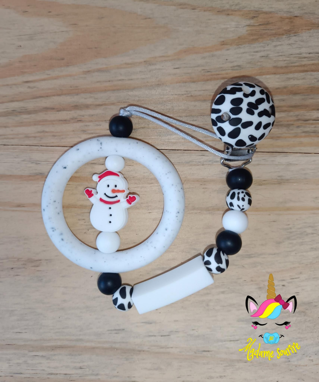 Attache tétine avec anneau Noël 
