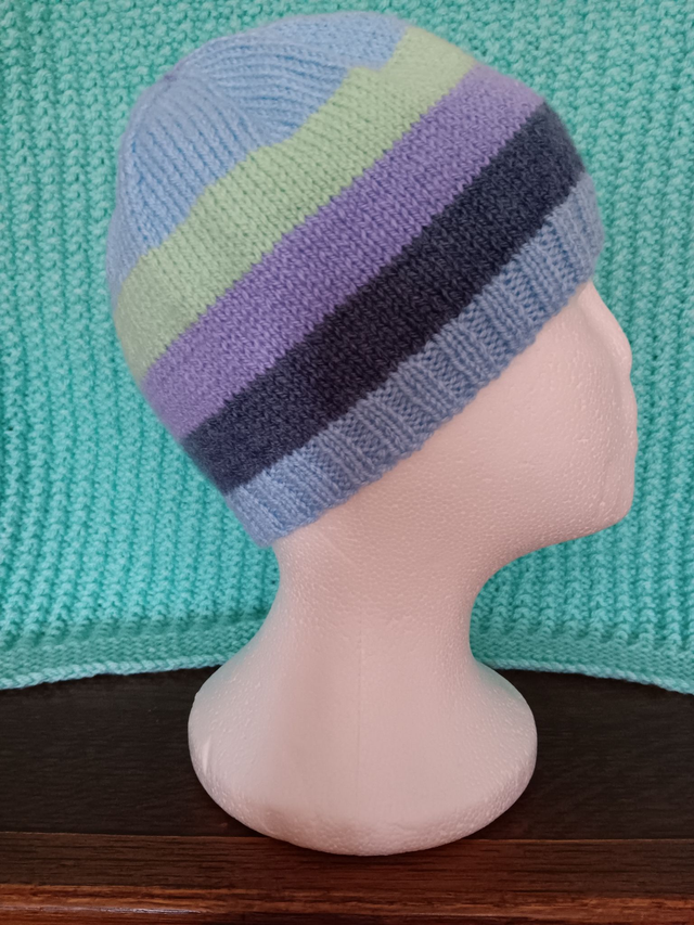 Striped Ladies Beanie Hat (4)