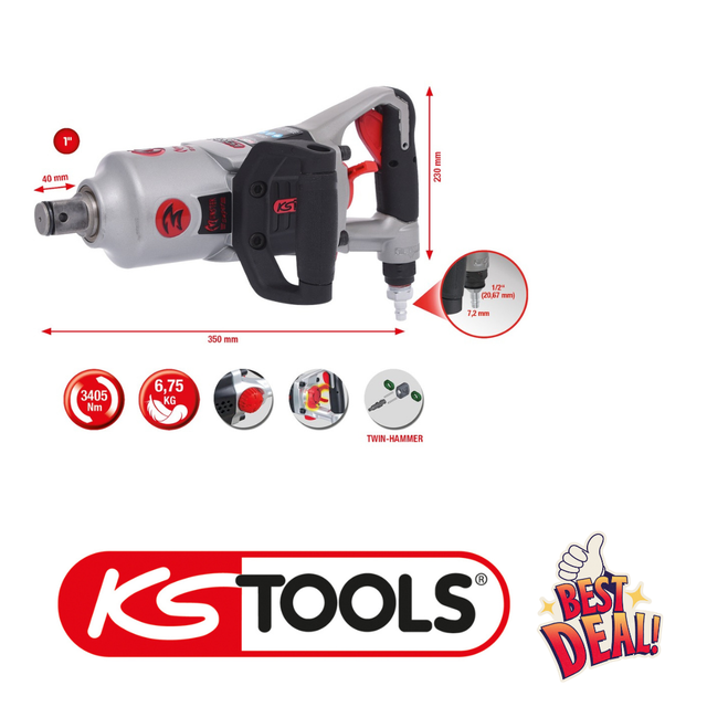 1" superMONSTER Hochleistungs-Druckluft-Schlagschrauber, 3405Nm