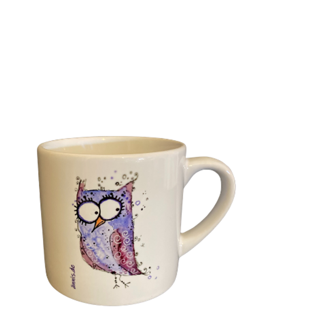 Keramiktasse "Lila Eule"