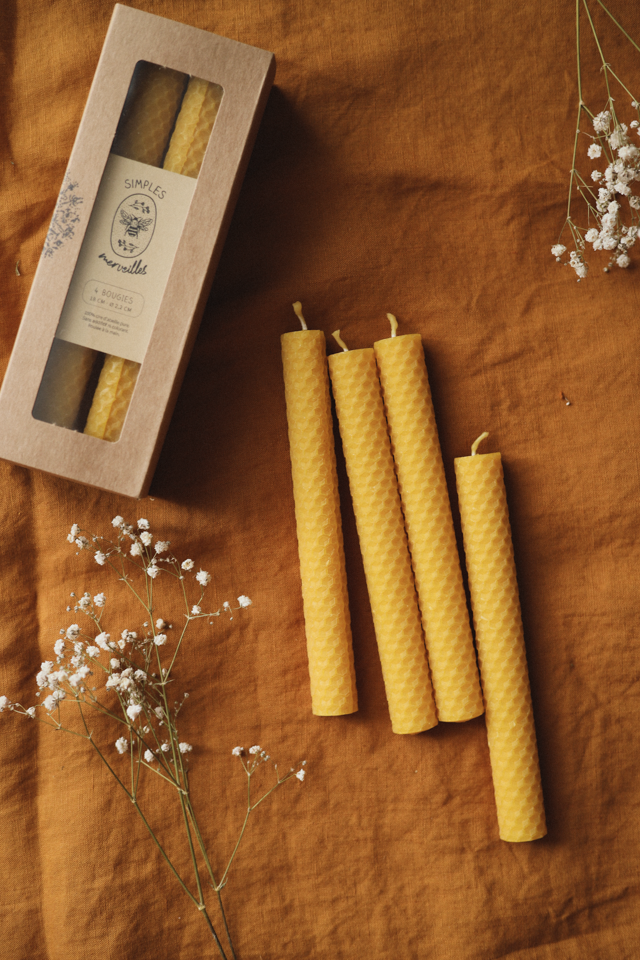 Chandelle nid d&#039;abeille (boîte de 4)