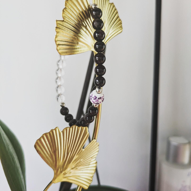 Bracelet Grenat et Cristal de roche 💜🤍