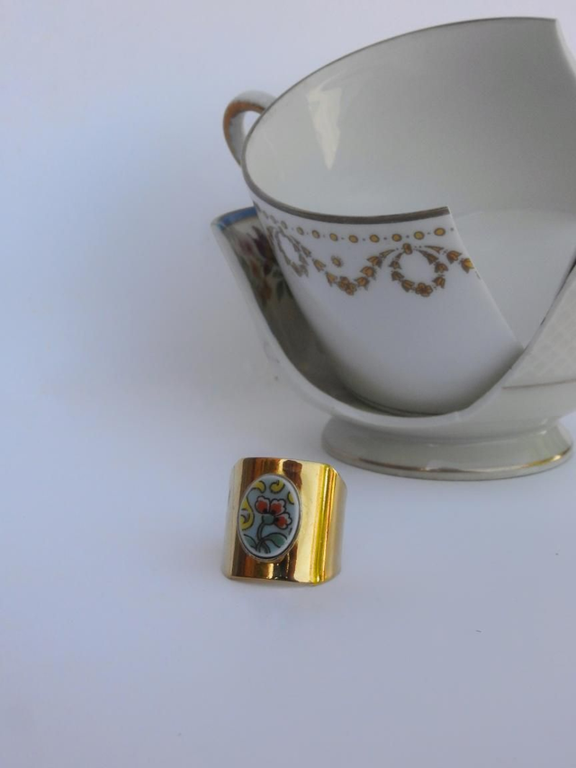 Bague ajustable - porcelaine Limoges - Haviland