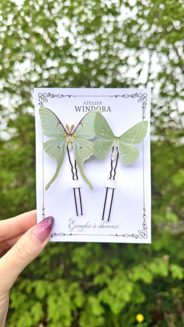 Duo Épingles à cheveux Papillons | Vert