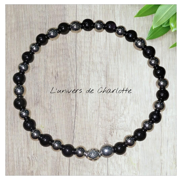 Bracelet "Obsidienne oeil céleste" 6mm BR-120