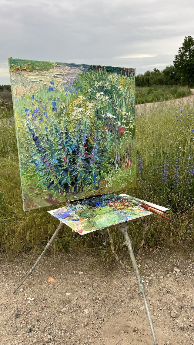 „Nachmittagsstille“   Öl auf Leinwand, 80 × 80 cm., 2025