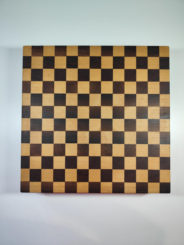 Billot carré motif damier – érable sycomore &amp; noyer américain