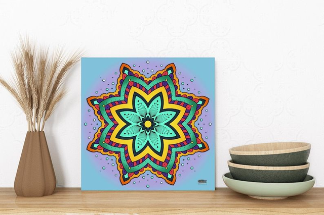 Mandala Floral Coloré – L’Art Zen qui Éveille Lumière et Harmonie Intérieure - Art mural coloré