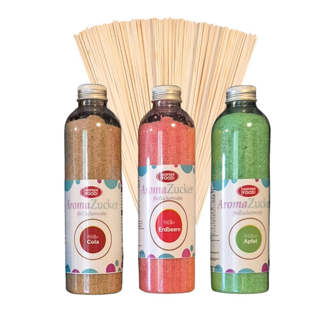 Zuckerwatte Set 3x 230g - Cola, Apfel, Erdbeer