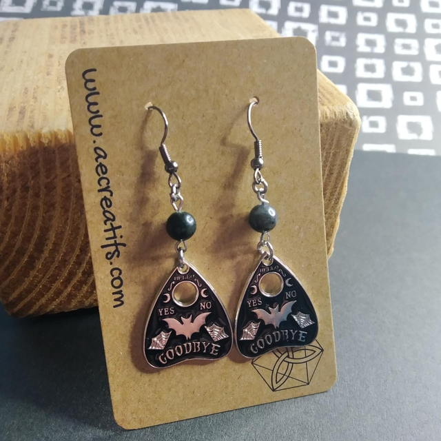 Boucles d&#039;oreilles ésotérique ouija chauve souris 
