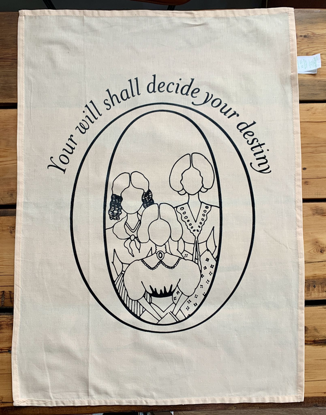 Brontë Sisters inspired Tea-Towel (Peach) "You Will Shall Decide" 