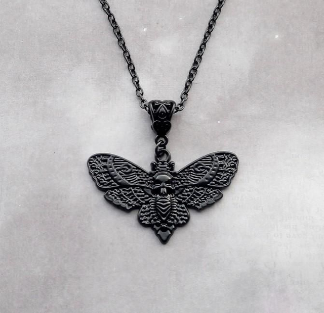 Black Death's Head Moth Necklace