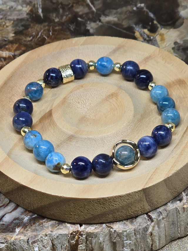 Bracelet Apatite et Sodalite en 0,8 cm 