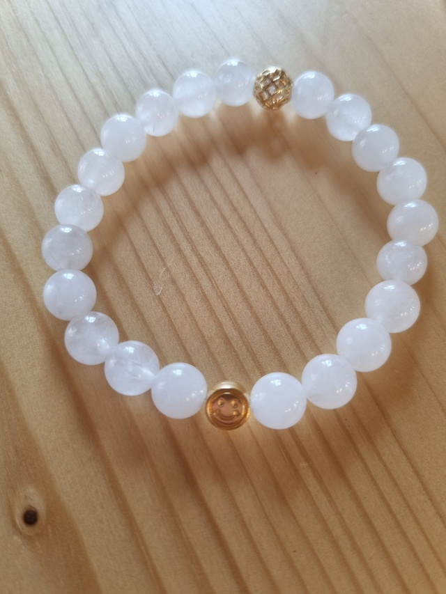 Armband weiße Jade SMILEY